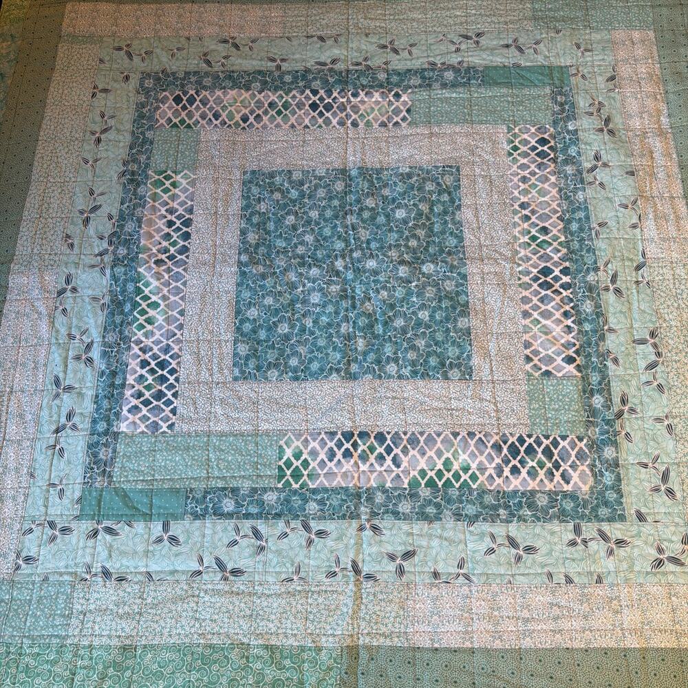 New Costal Lap Quilt Throw Blanket Handmade Machine Stitched Blue 60x60” Fish